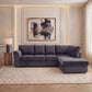 Plush Velvet Full Back XL L Shape Sofa