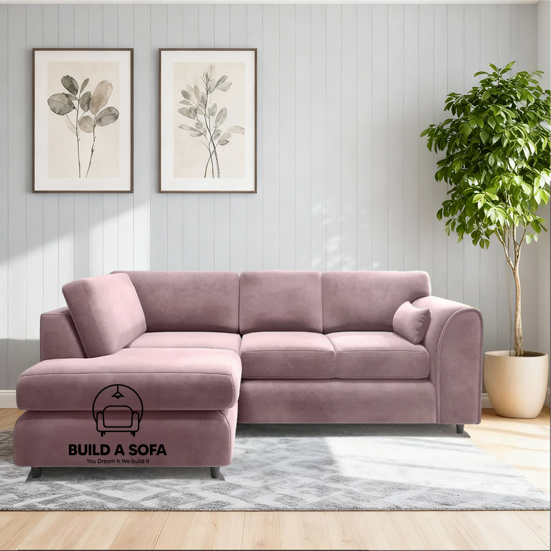 Plush Velvet Full Back L Shape Sofa