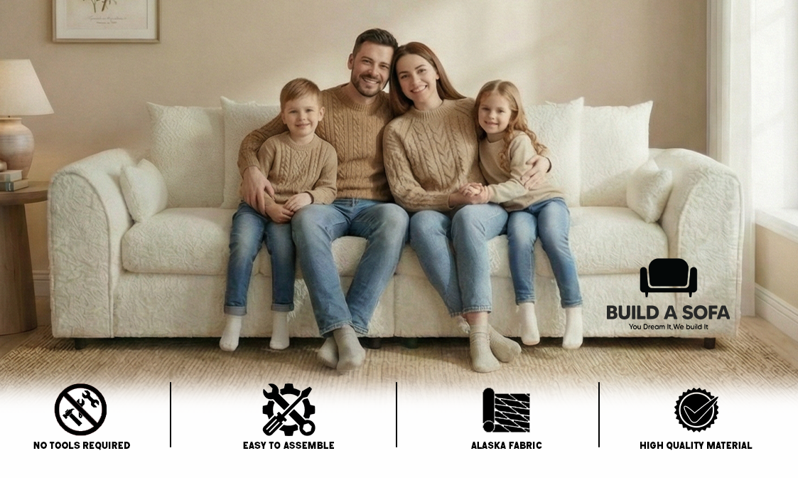 Boucle Fabric 4 Seater Scatter Back Sofa extra image 5