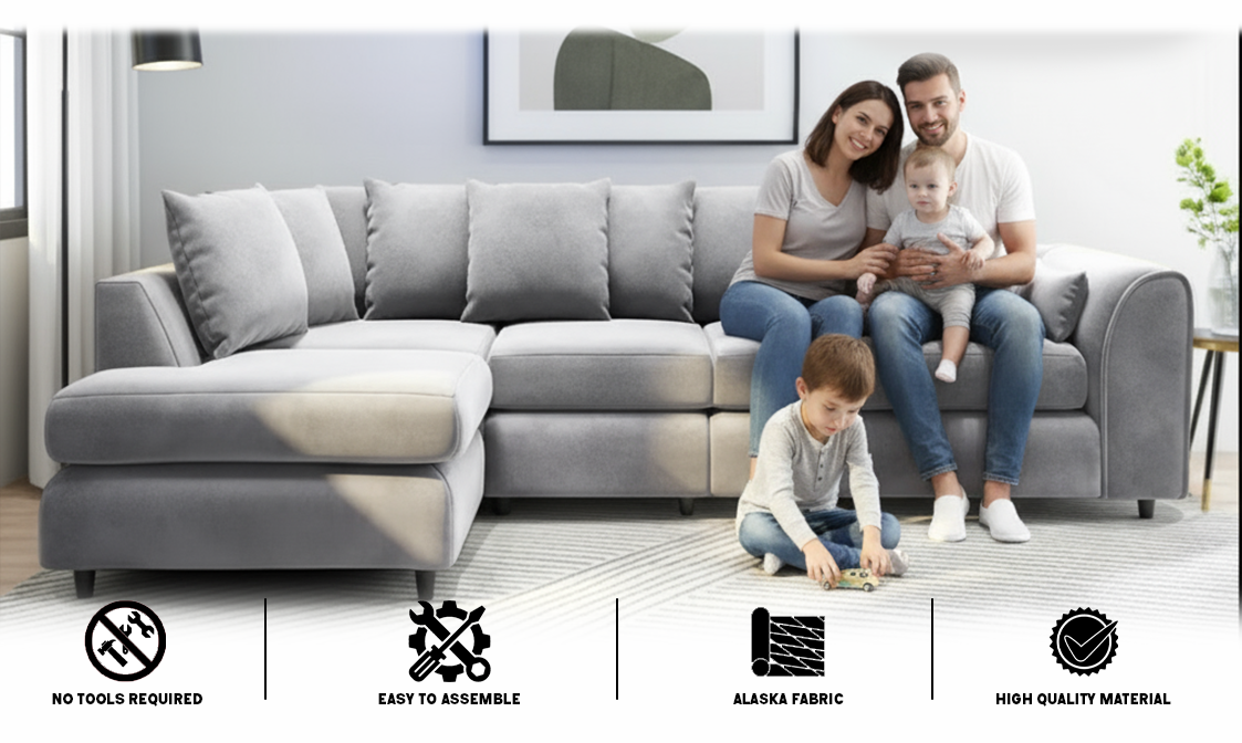 Plush Velvet Scatter Back XL L Shape Sofa extra image 5