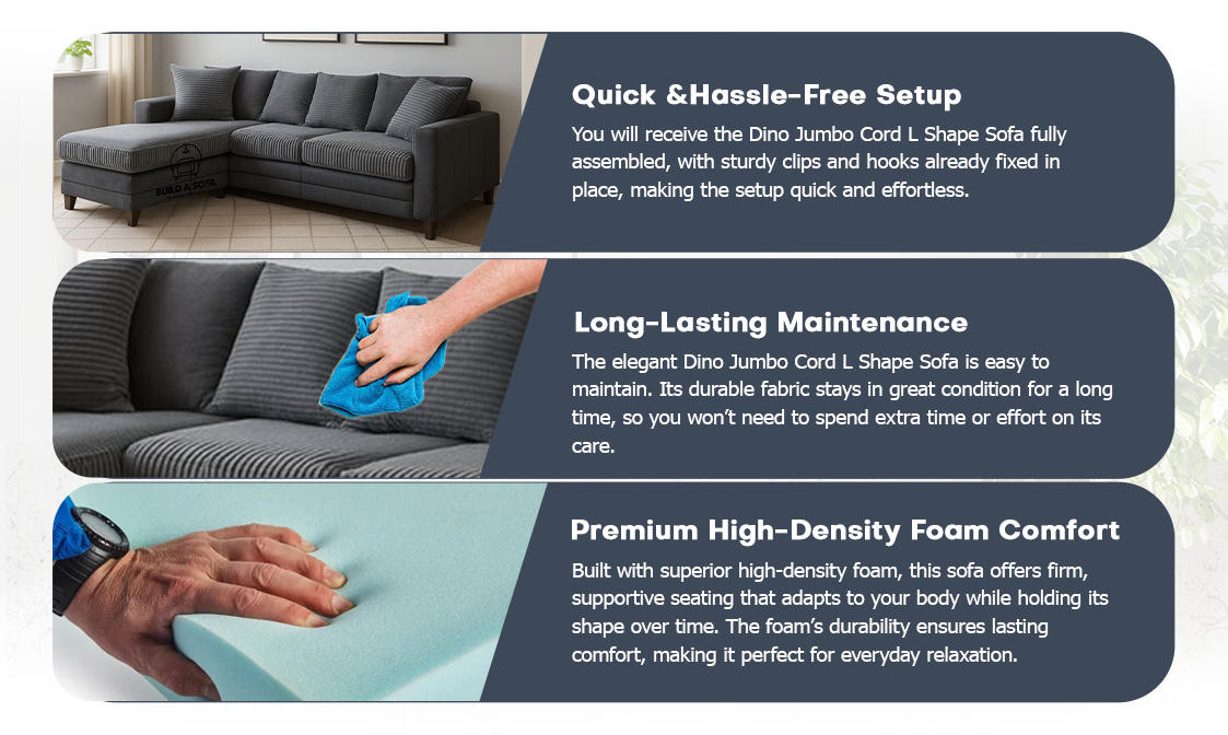 Dino Jumbo Cord L Shape Sofa extra image 5