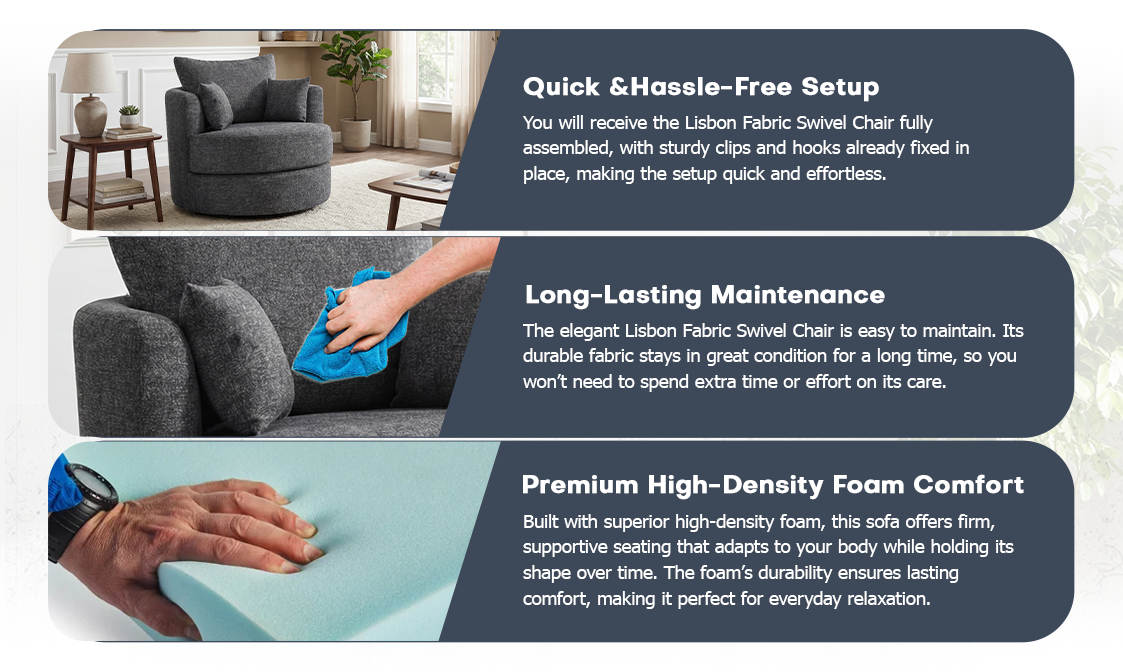 Lisbon Fabric Swivel Chair – Comfort extra image 5