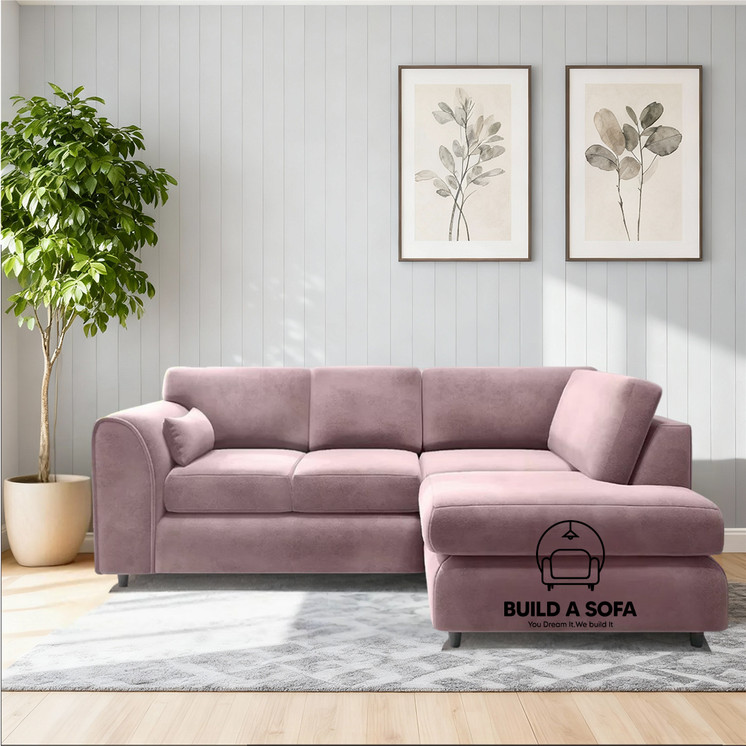 Plush Velvet Full Back L Shape Sofa