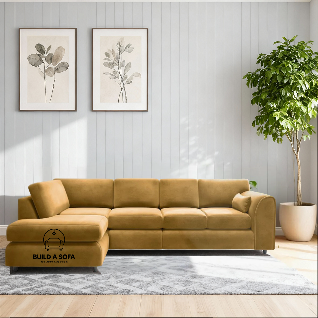 Plush Velvet Full Back XL L Shape Sofa