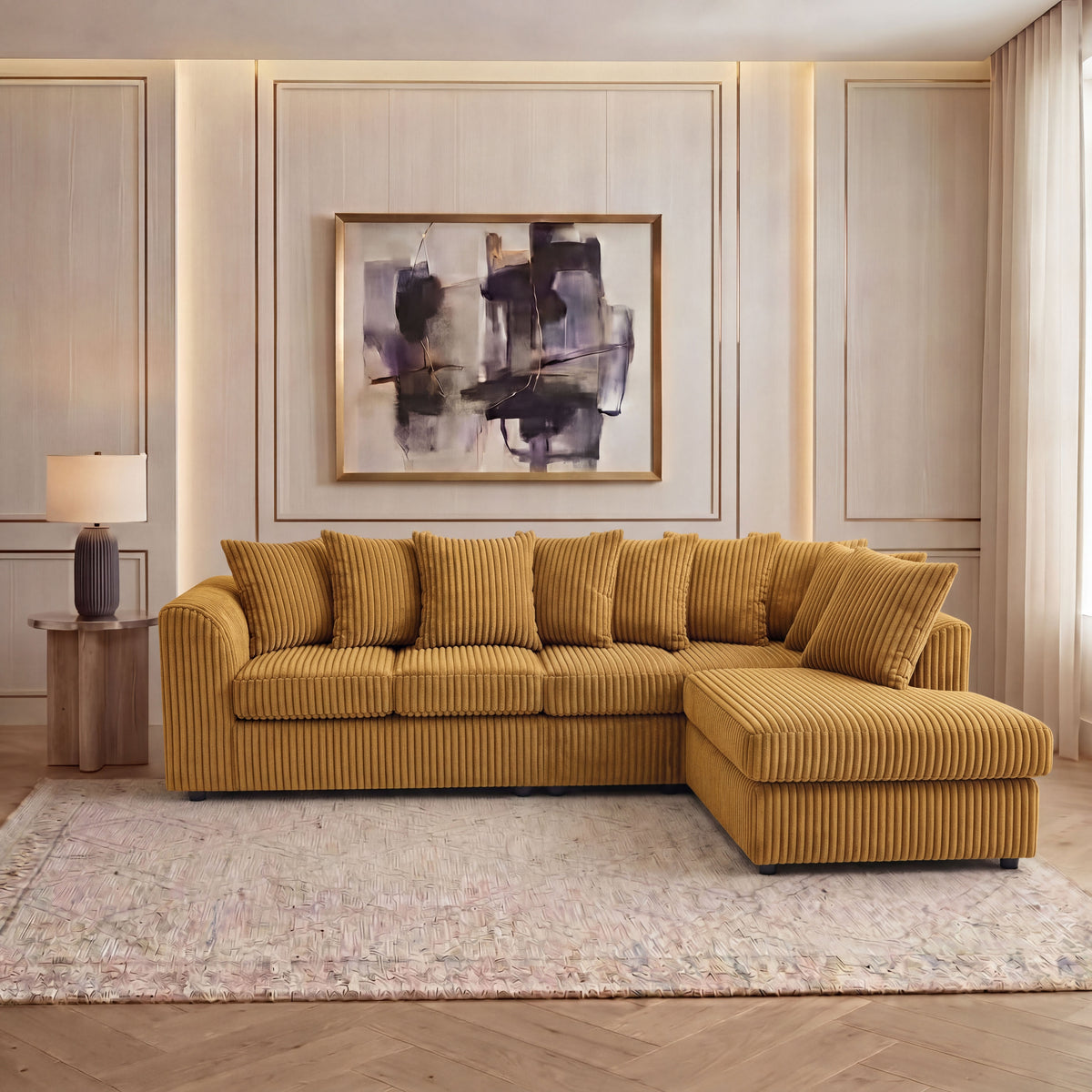 XL Jumbo Cord Fabric L Shape Scatter Back Sofa