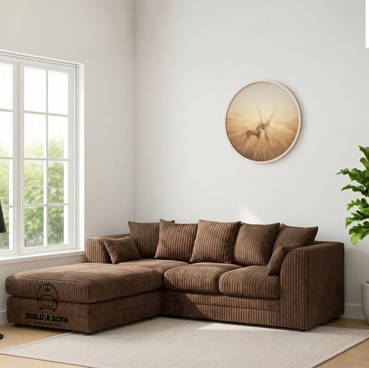 Jumbo Cord Fabric L Shape Scatter Back Sofa