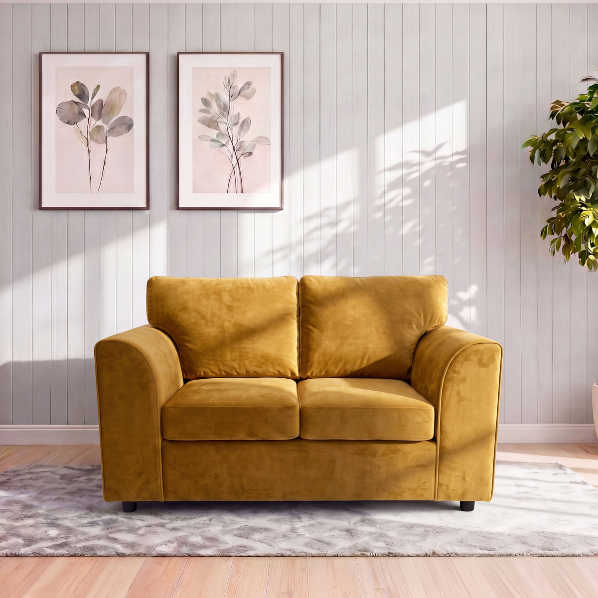 Plush Fabric Full Back Sofa Set