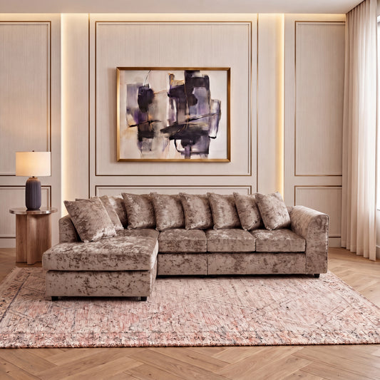 Crushed Velvet Scatter Back XL L Shape Sofa