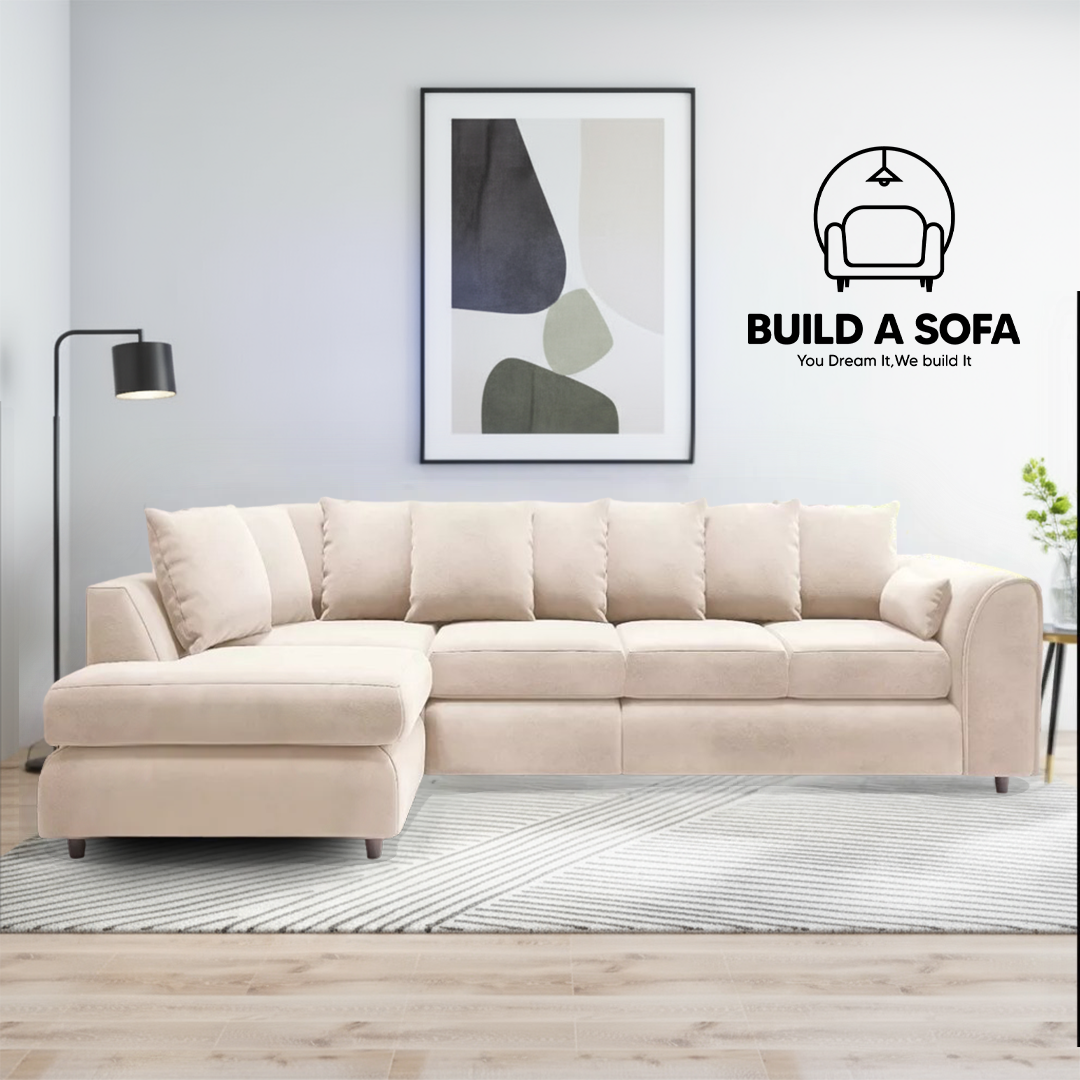 Plush Velvet Scatter Back XL L Shape Sofa