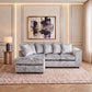 Crushed Velvet Scatter Back L Shape Sofa