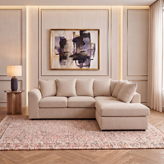 Jumbo Cord Fabric L Shape Scatter Back Sofa