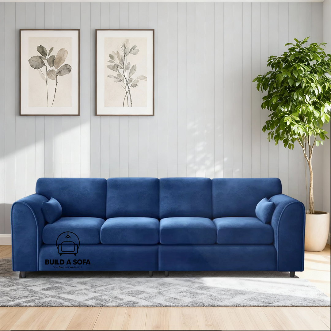 Plush Velvet 4 Seater Full Back Sofa