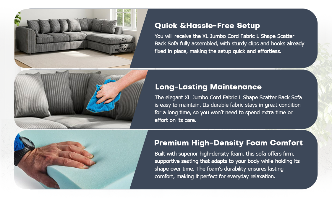 XL Jumbo Cord Fabric L Shape Scatter Back Sofa extra image 6