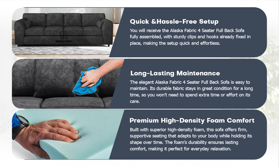 Alaska Fabric 4 Seater Full Back Sofa extra image 6