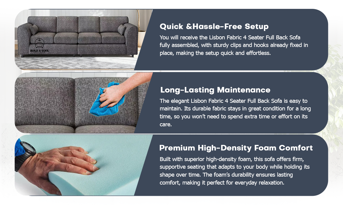 Lisbon Fabric 4 Seater Full Back Sofa extra image 6