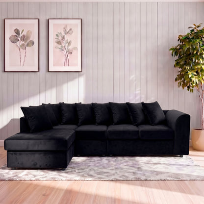 Plush Velvet Scatter Back XL L Shape Sofa