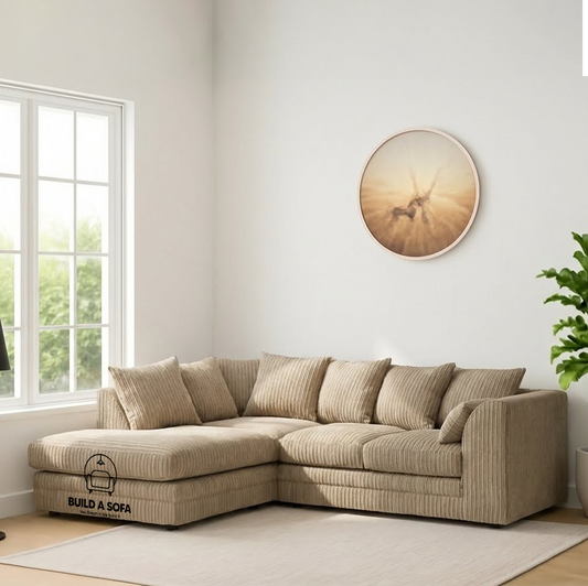 Jumbo Cord Fabric L Shape Scatter Back Sofa