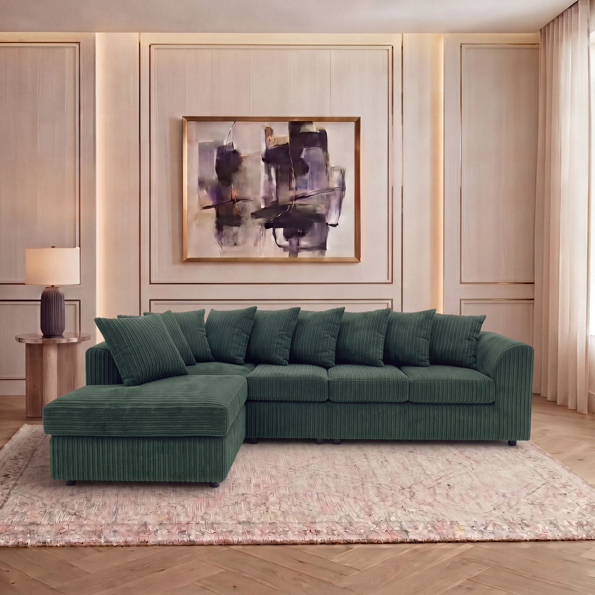 XL Jumbo Cord Fabric L Shape Scatter Back Sofa