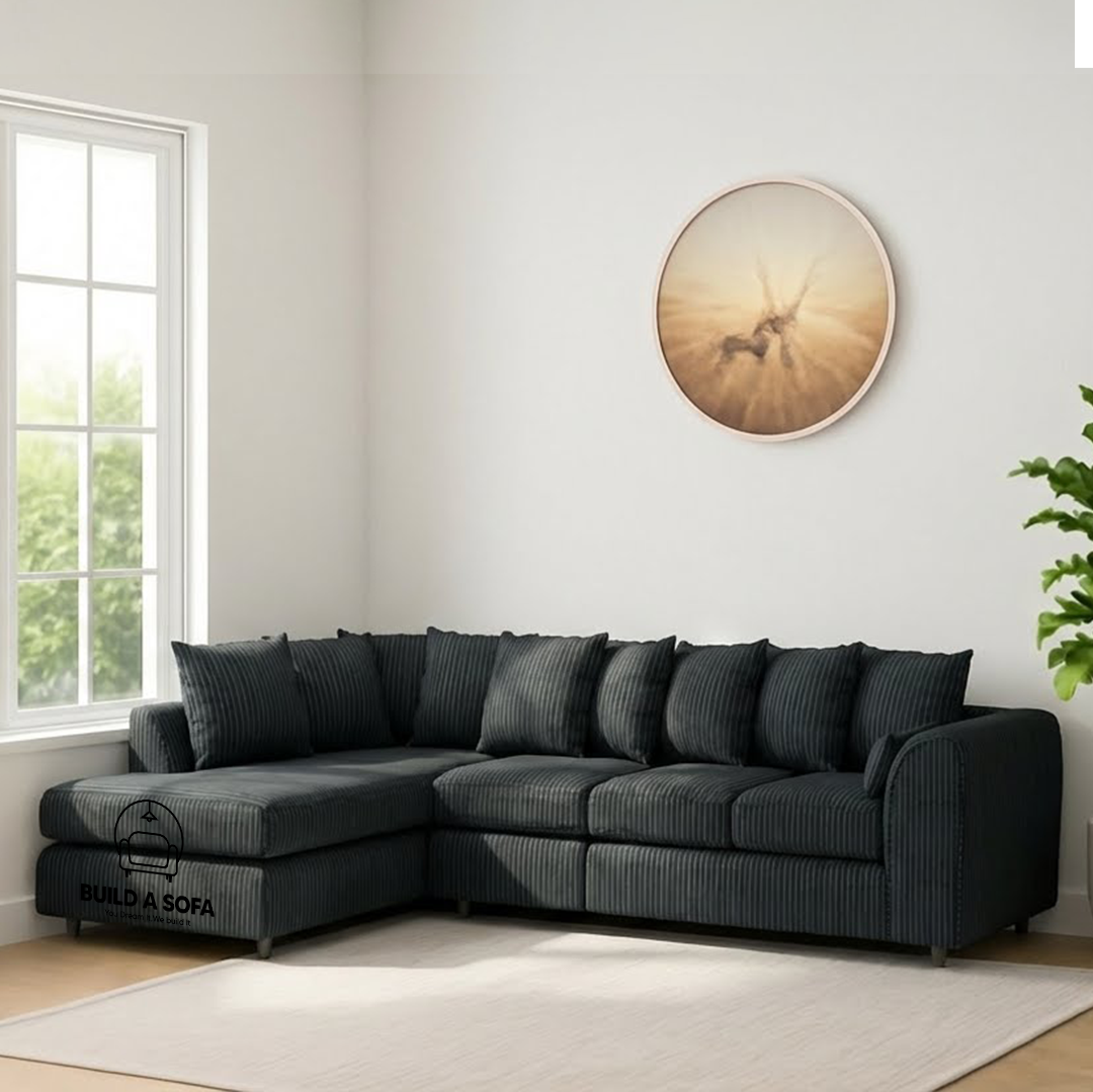 XL Jumbo Cord Fabric L Shape Scatter Back Sofa