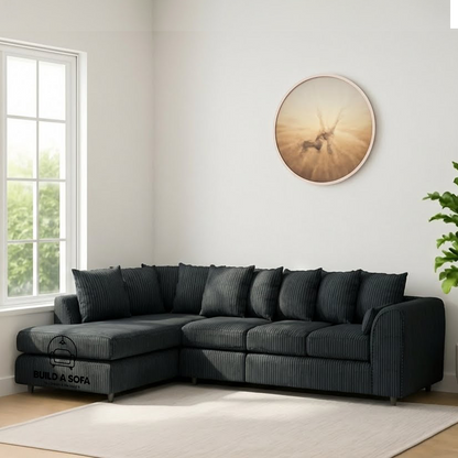 XL Jumbo Cord Fabric L Shape Scatter Back Sofa