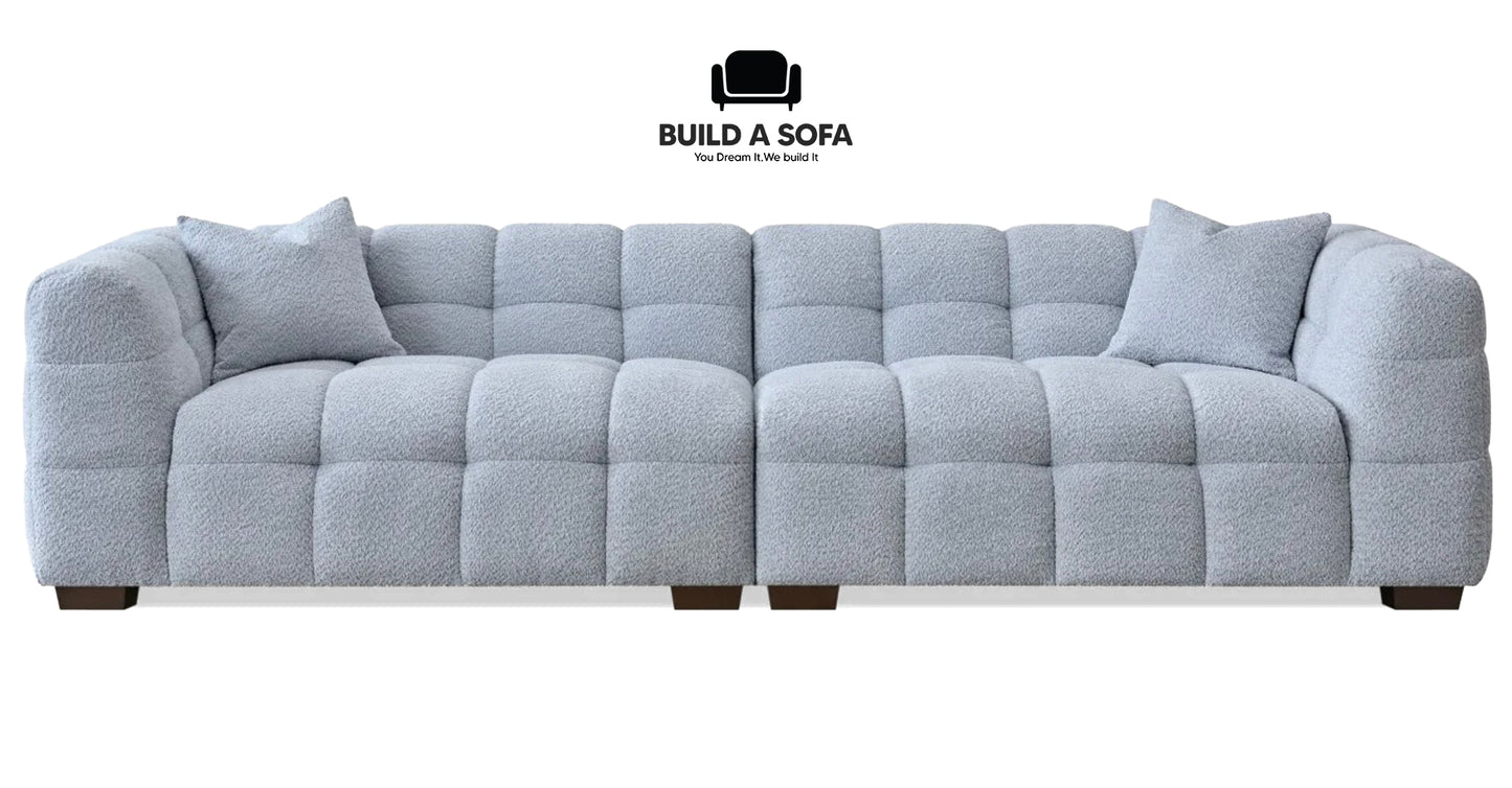 Boucle Fabric 4 Seater Scatter Back Sofa