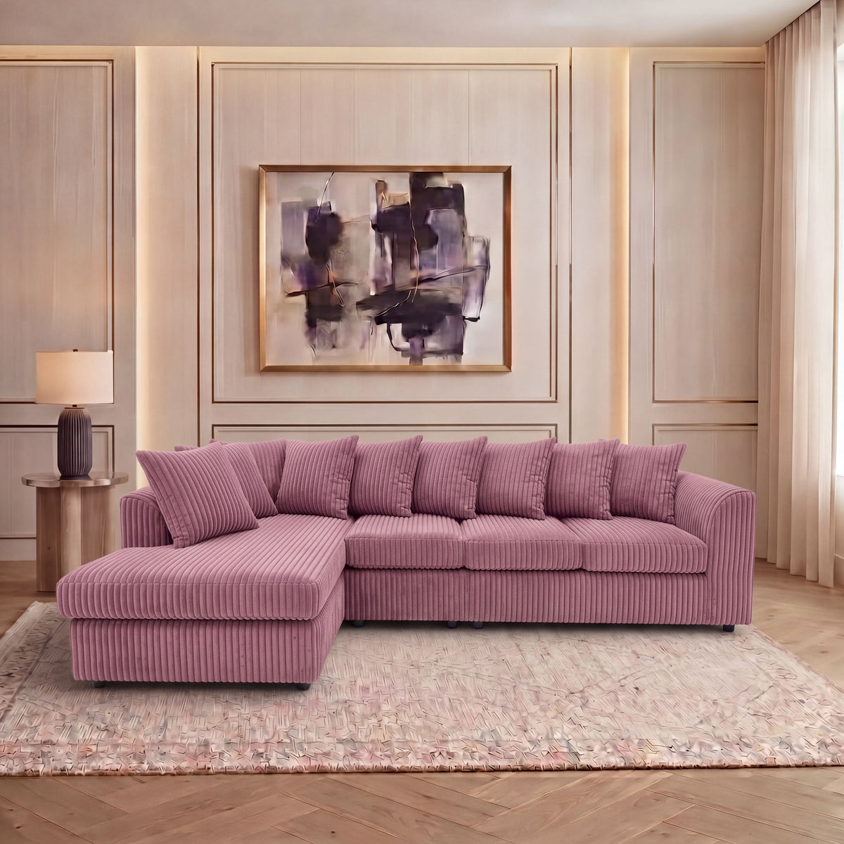 XL Jumbo Cord Fabric L Shape Scatter Back Sofa