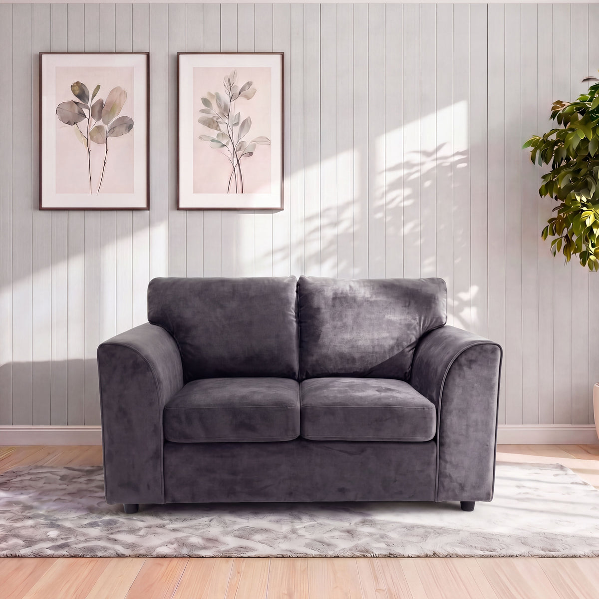 Plush Fabric Full Back Sofa Set