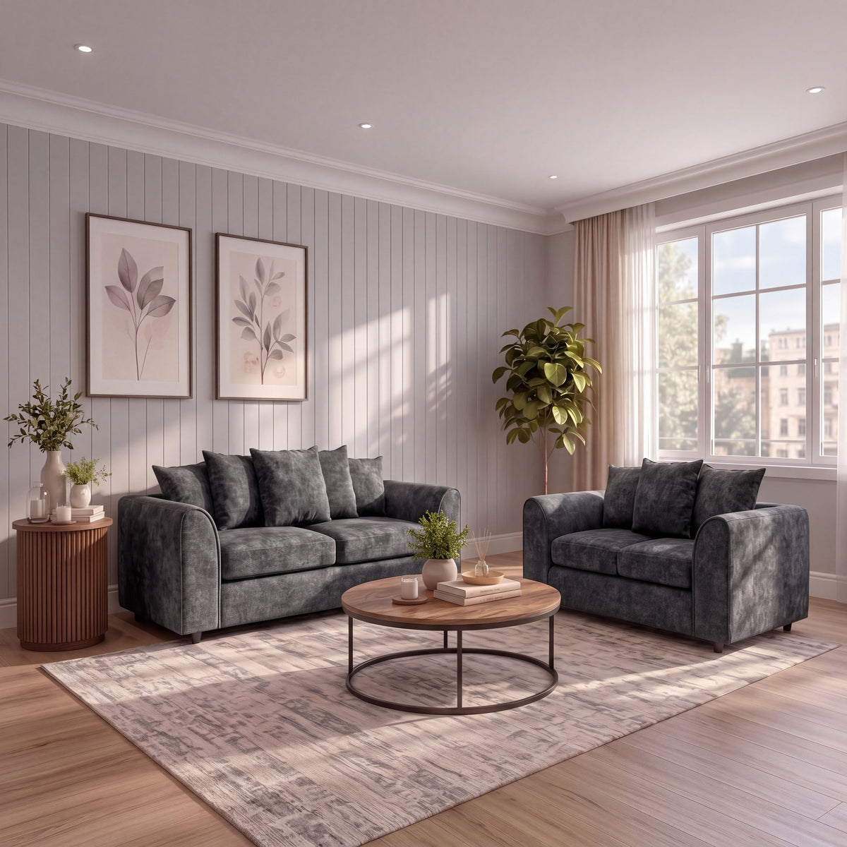 Alaska Fabric Scatter Back Sofa Set