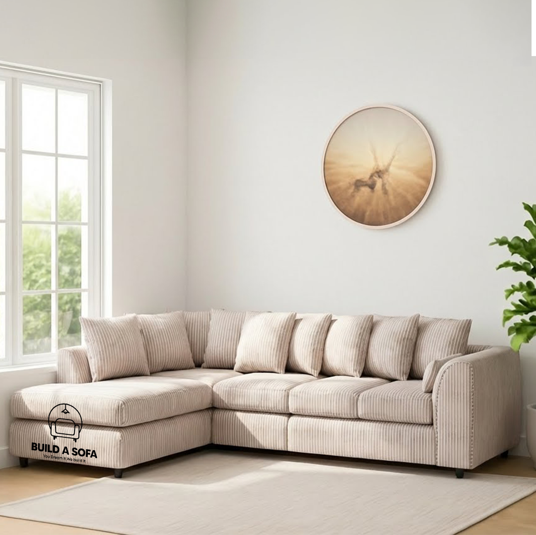 XL Jumbo Cord Fabric L Shape Scatter Back Sofa