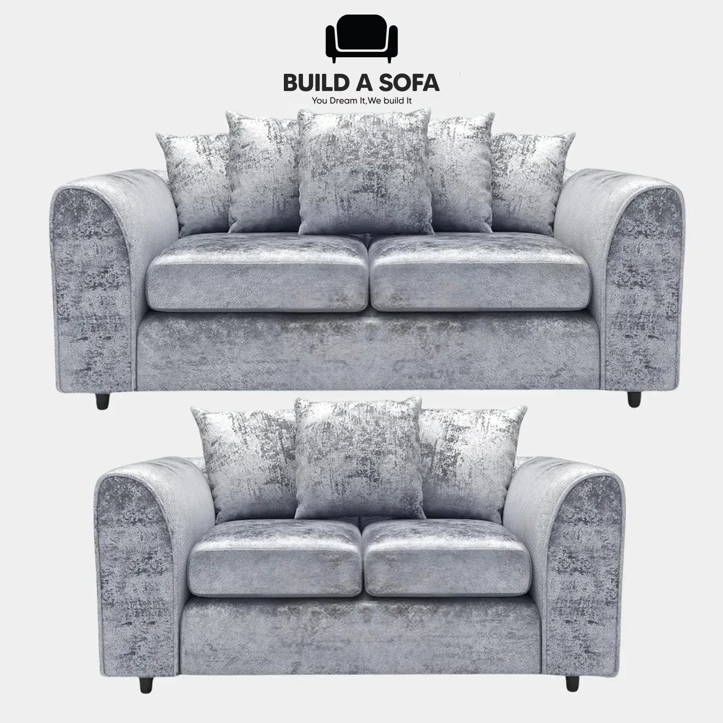 Crushed Velvet Scatter Back Sofa Set