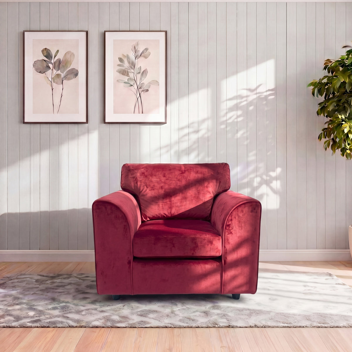 Plush Fabric Full Back Sofa Set