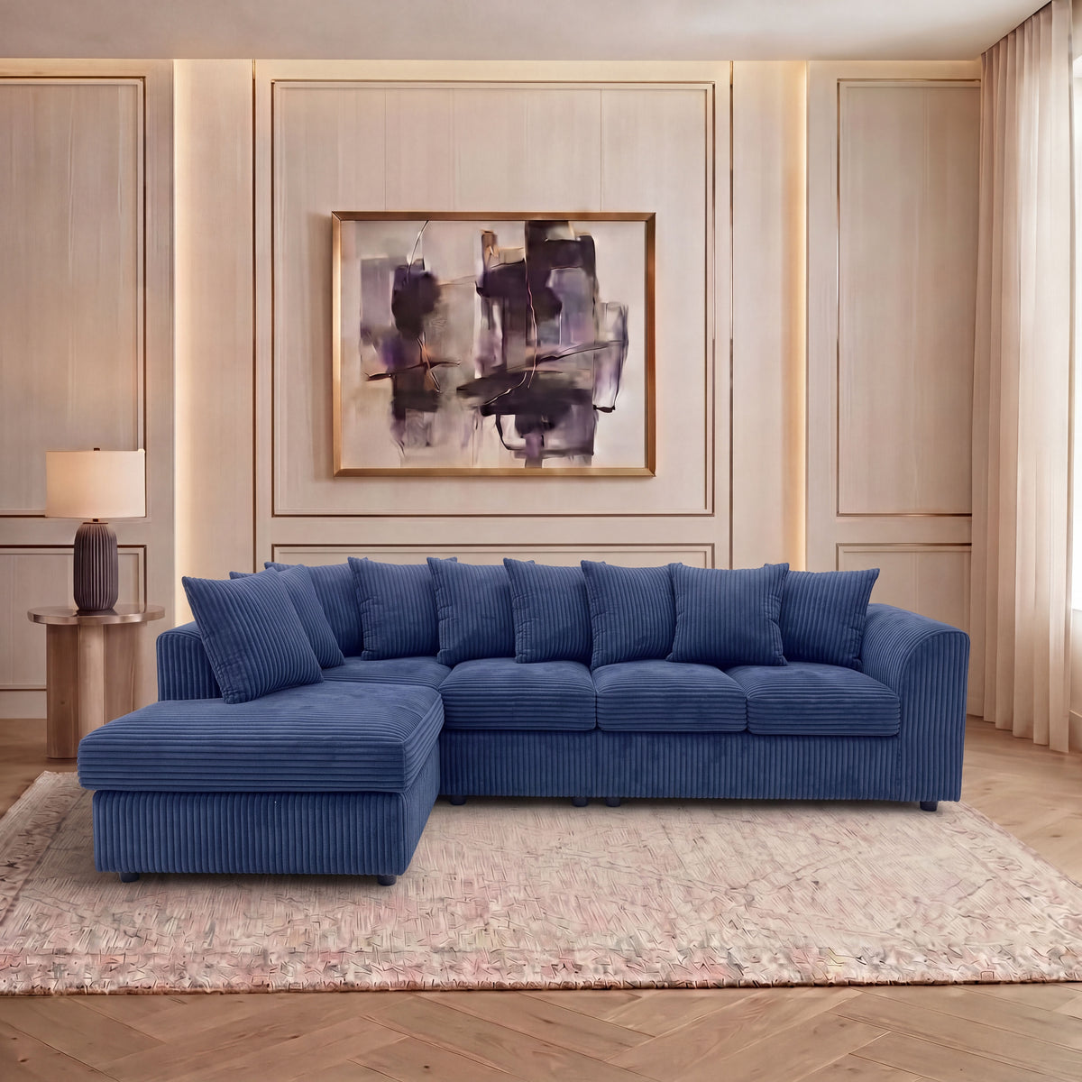 XL Jumbo Cord Fabric L Shape Scatter Back Sofa