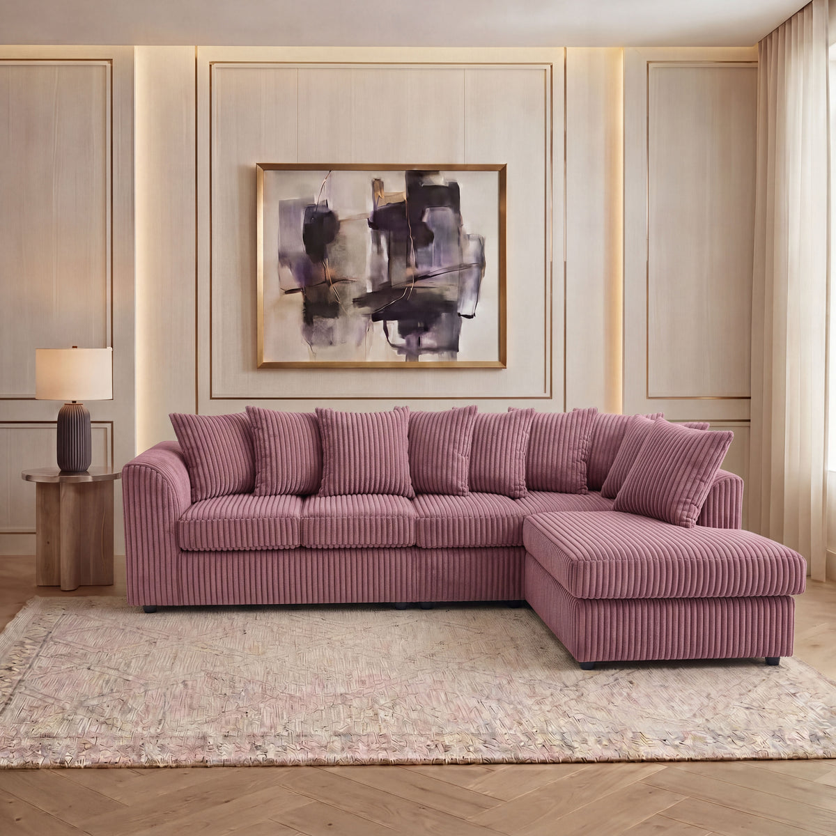 XL Jumbo Cord Fabric L Shape Scatter Back Sofa
