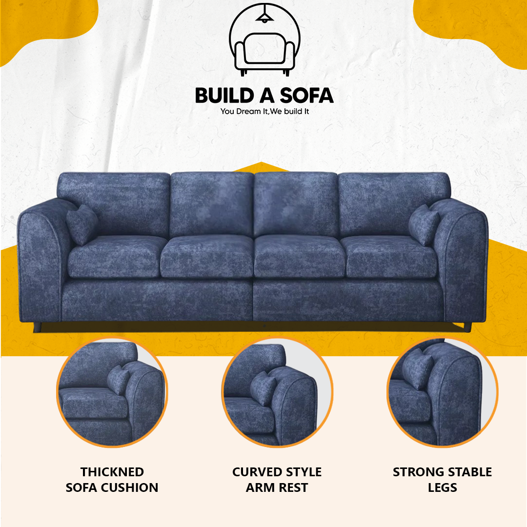 Alaska Fabric 4 Seater Full Back Sofa