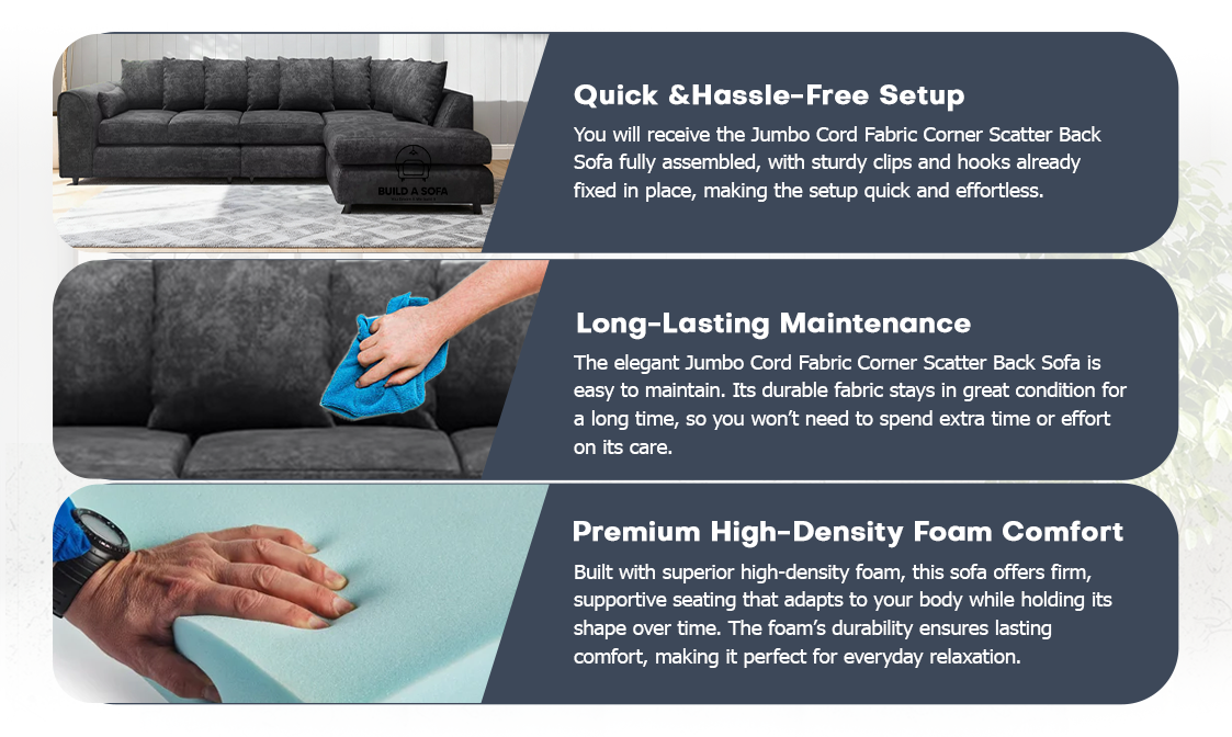 Jumbo Cord Fabric Corner Scatter Back Sofa extra image 6