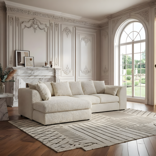 Boucle Scatter Back L Shape Sofa