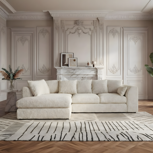 Boucle Scatter Back L Shape Sofa