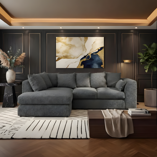 Boucle L Shaped Fabric Scatter Sofa